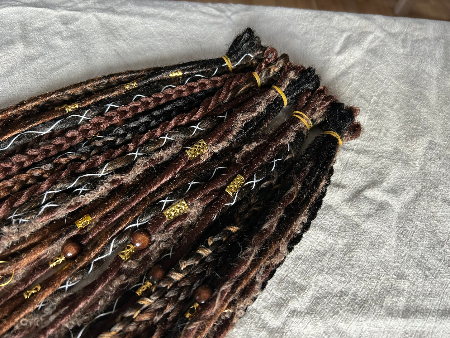Brown Viking Boho handmade synthetic dread dreadlock extensions custom made