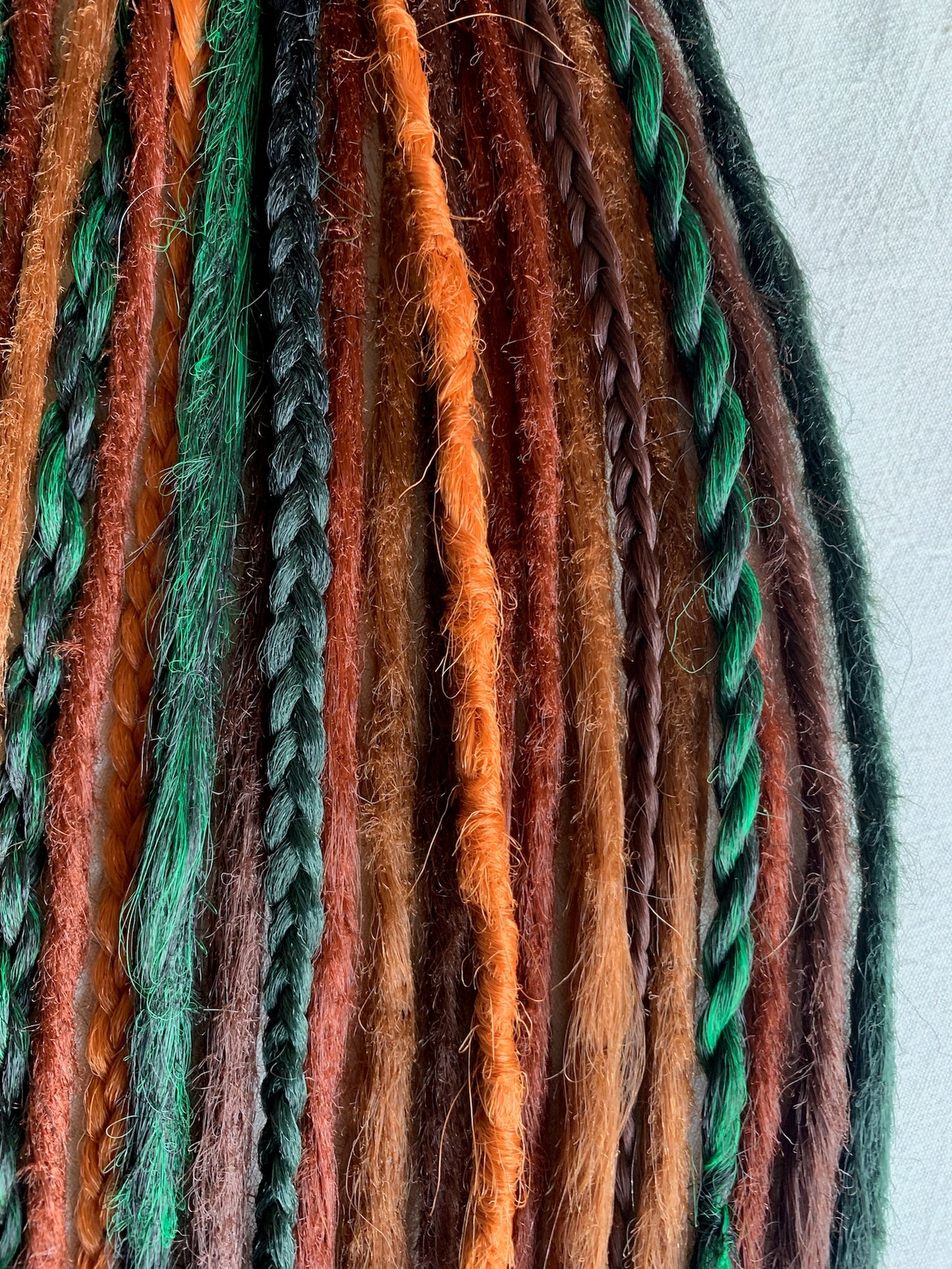 Forest Fairy red copper and green handmade synthetic dread dreadlock extensions custom made