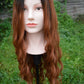 Cozy Autumn wig - black to copper/ginger wavy middlepart 60cm