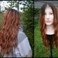 Cozy Autumn wig - black to copper/ginger wavy middlepart 60cm