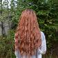 Cozy Autumn wig - black to copper/ginger wavy middlepart 60cm