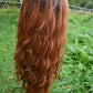 Cozy Autumn wig - black to copper/ginger wavy middlepart 60cm