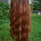 Cozy Autumn wig - black to copper/ginger wavy middlepart 60cm