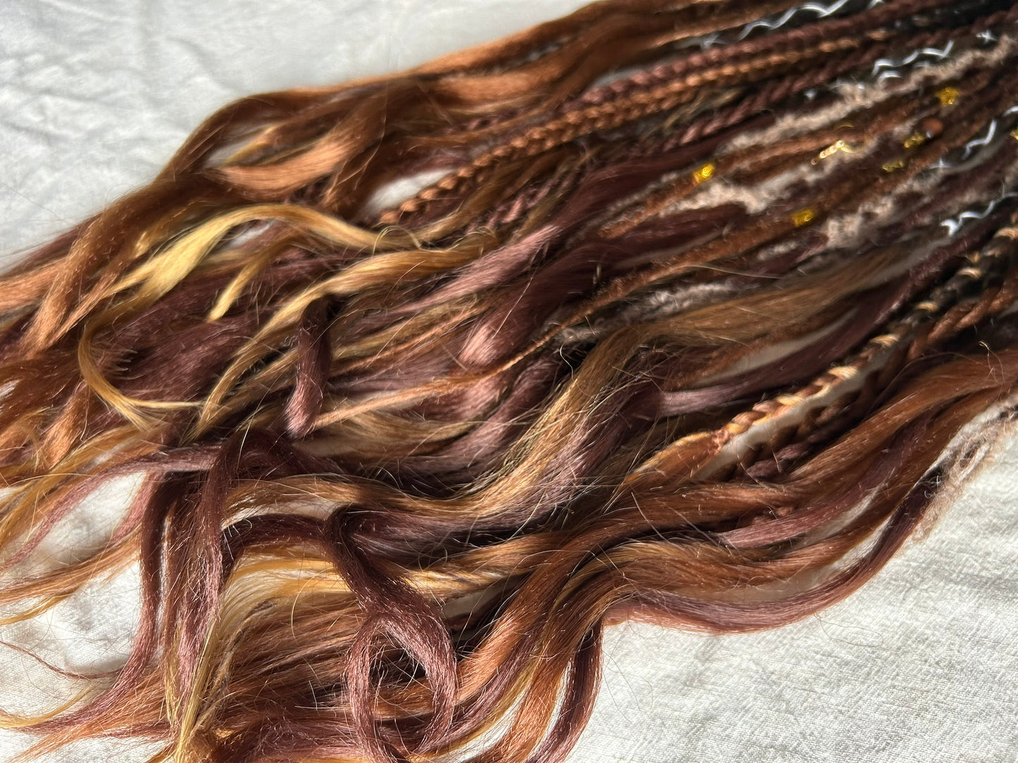 Brown Viking Boho handmade synthetic dread dreadlock extensions custom made