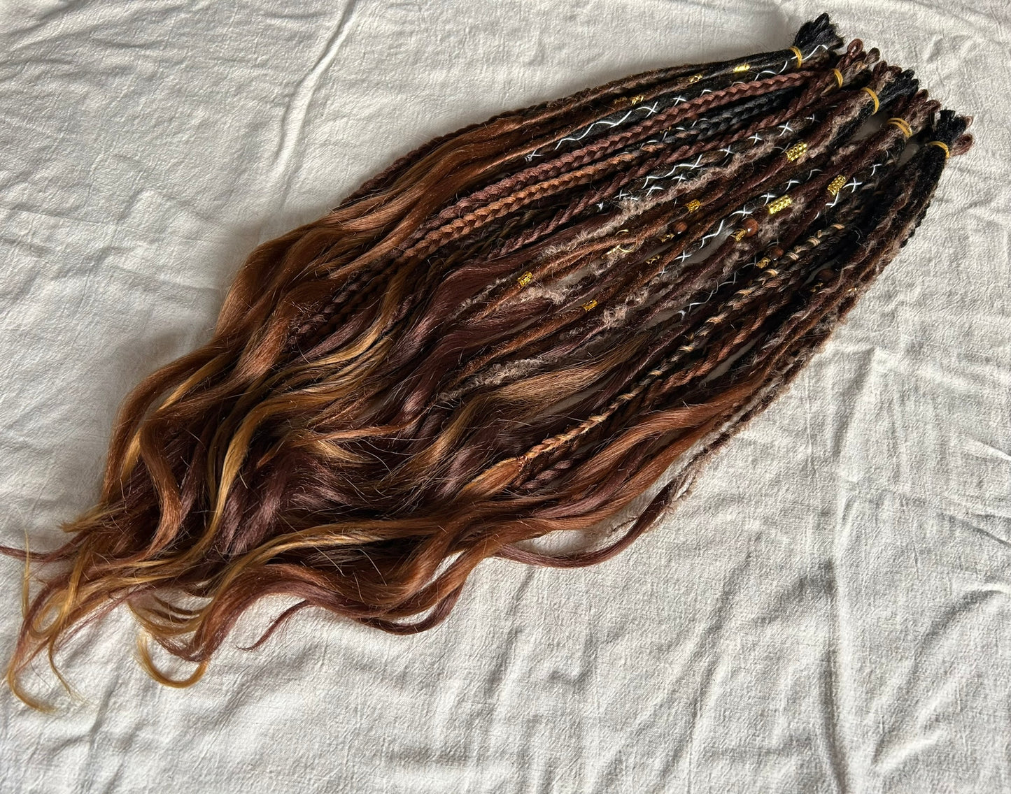 Brown Viking Boho handmade synthetic dread dreadlock extensions custom made