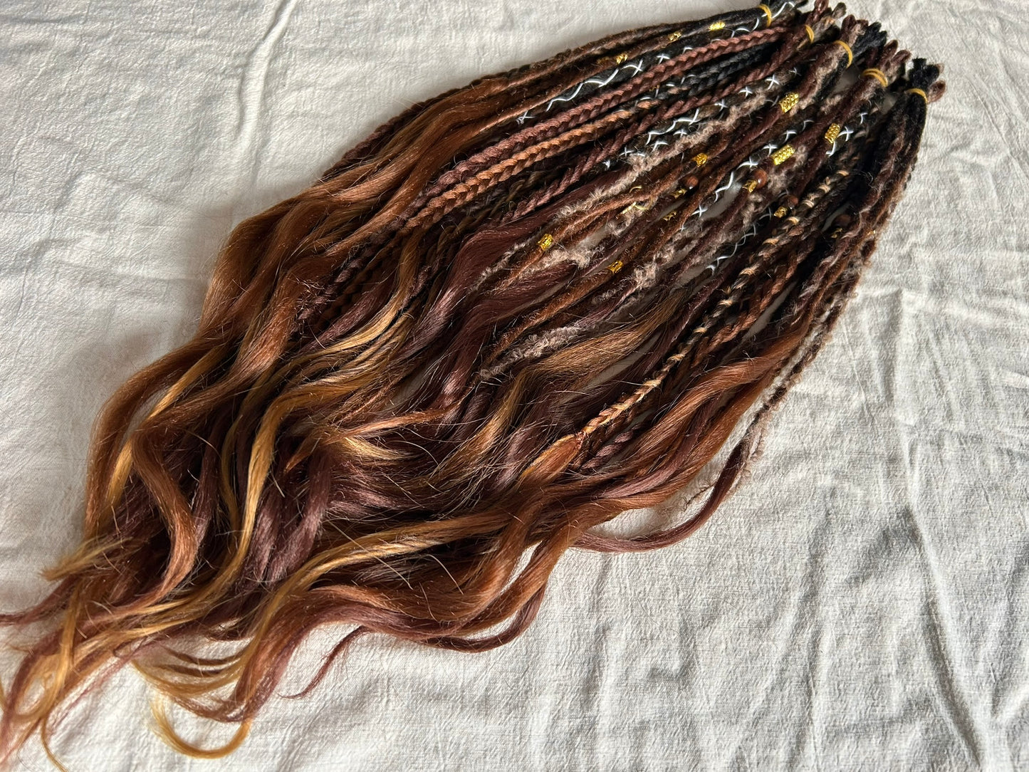 Brown Viking Boho handmade synthetic dread dreadlock extensions custom made