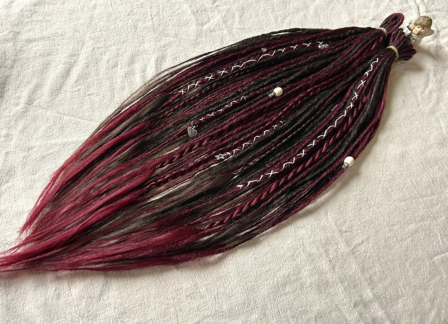 Rose Thorn brown and wine red handmade synthetic dread dreadlock extensions custom made