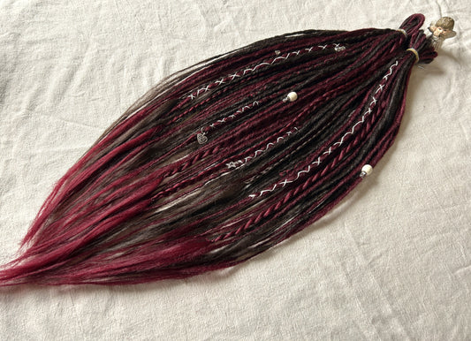 Rose Thorn brown and wine red handmade synthetic dread dreadlock extensions custom made