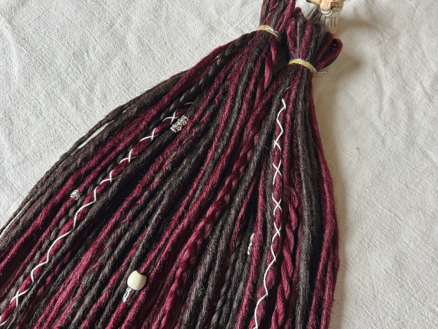Rose Thorn brown and wine red handmade synthetic dread dreadlock extensions custom made