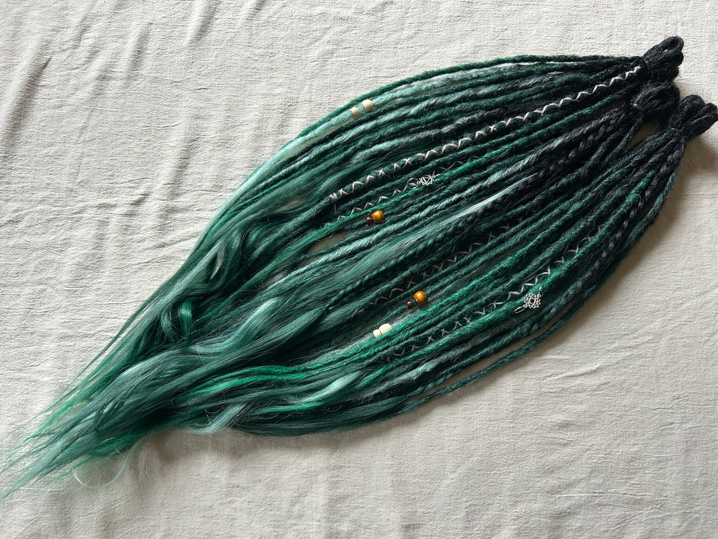 Livana Boho Dreadlocks in green and mint colours handmade synthetic dreads custom order Green Nature Boho