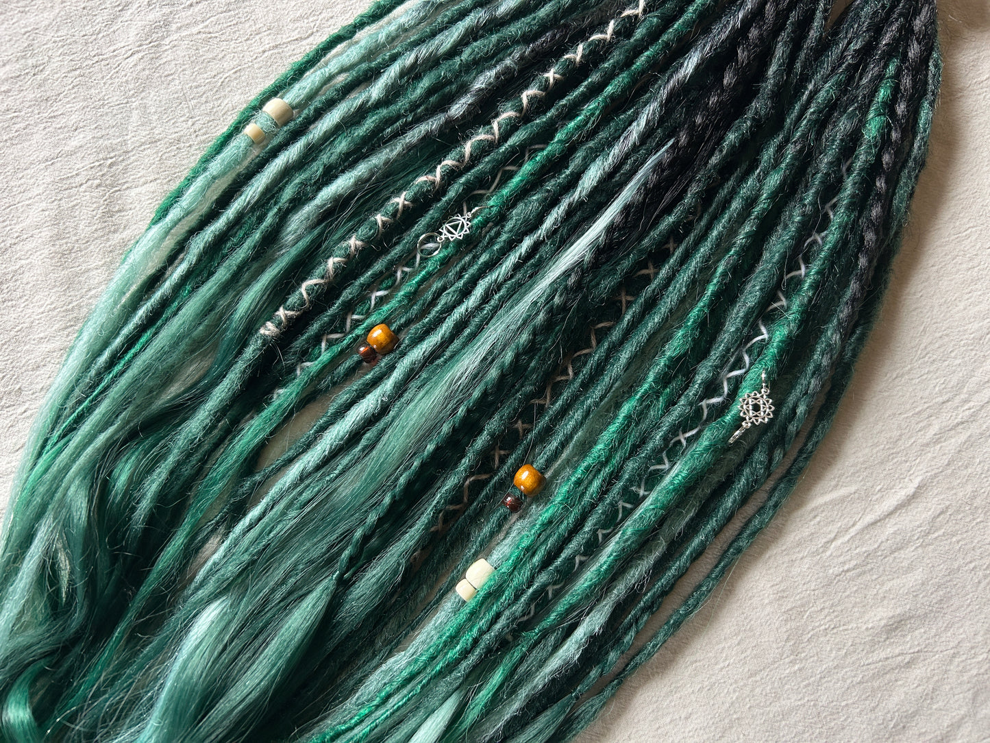 Livana Boho Dreadlocks in green and mint colours handmade synthetic dreads custom order Green Nature Boho