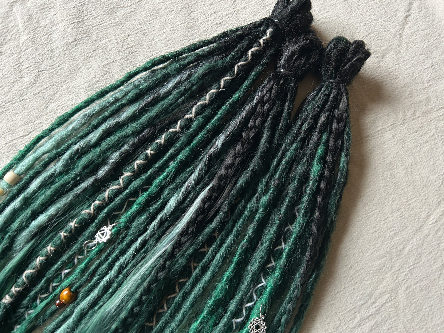 Livana Boho Dreadlocks in green and mint colours handmade synthetic dreads custom order Green Nature Boho