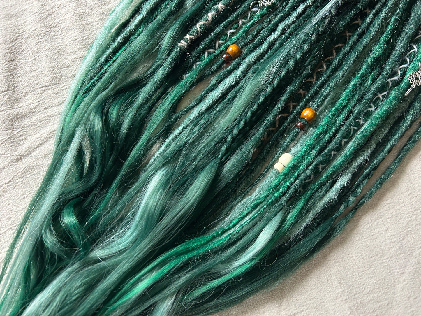 Livana Boho Dreadlocks in green and mint colours handmade synthetic dreads custom order Green Nature Boho