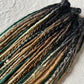 Livana Dreadlocks in green blonde and brown handmade synthetic dreads custom order Forest Feeling with curly ends