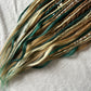 Livana Dreadlocks in green blonde and brown handmade synthetic dreads custom order Forest Feeling with curly ends