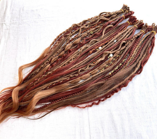 Red Witch copper red handmade synthetic dread dreadlock extensions custom made