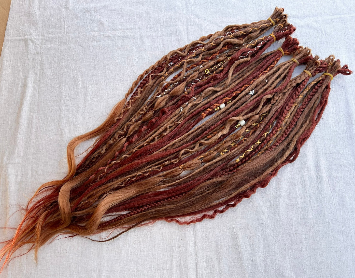 Red Witch copper red handmade synthetic dread dreadlock extensions custom made