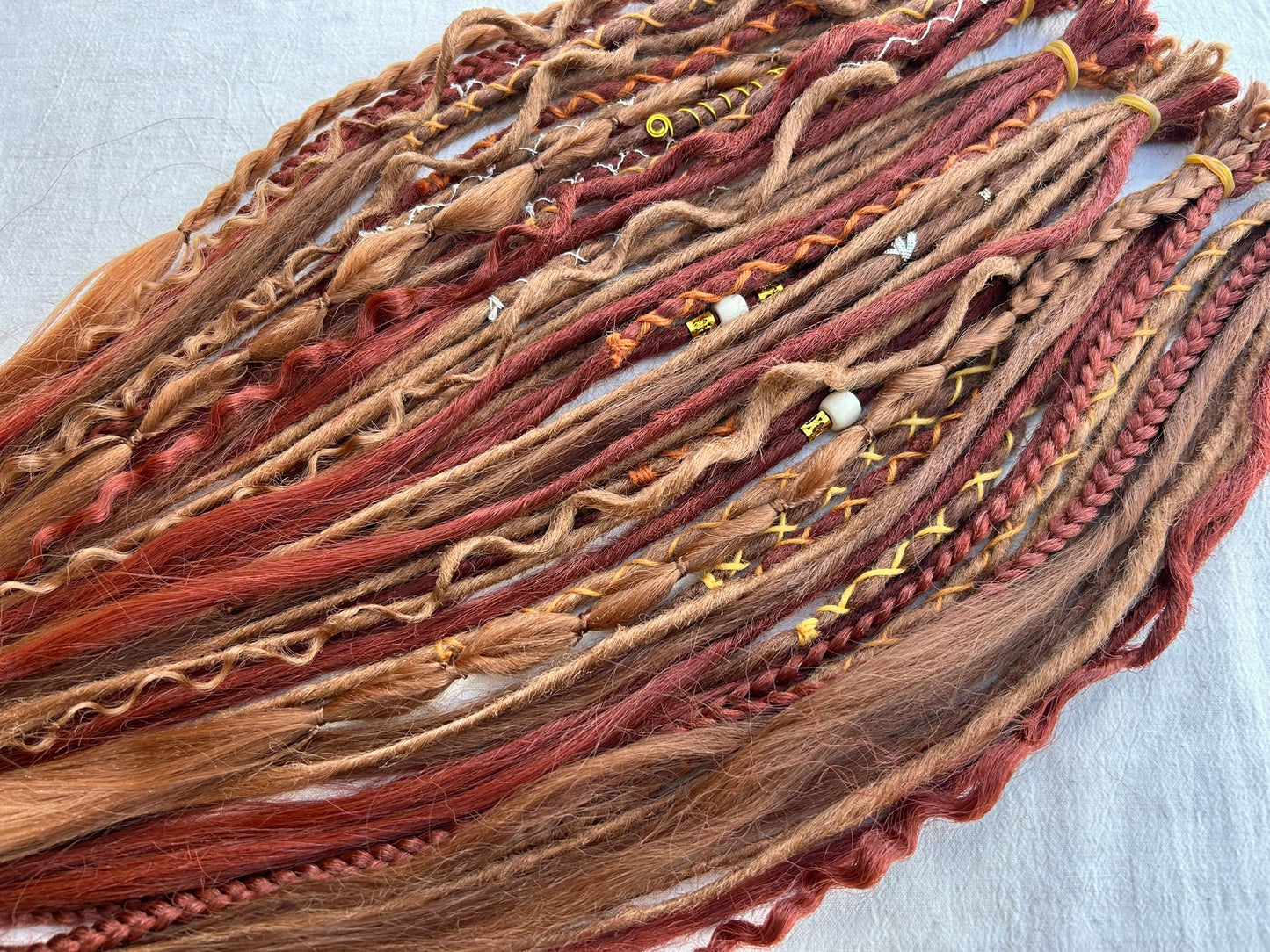 Red Witch copper red handmade synthetic dread dreadlock extensions custom made
