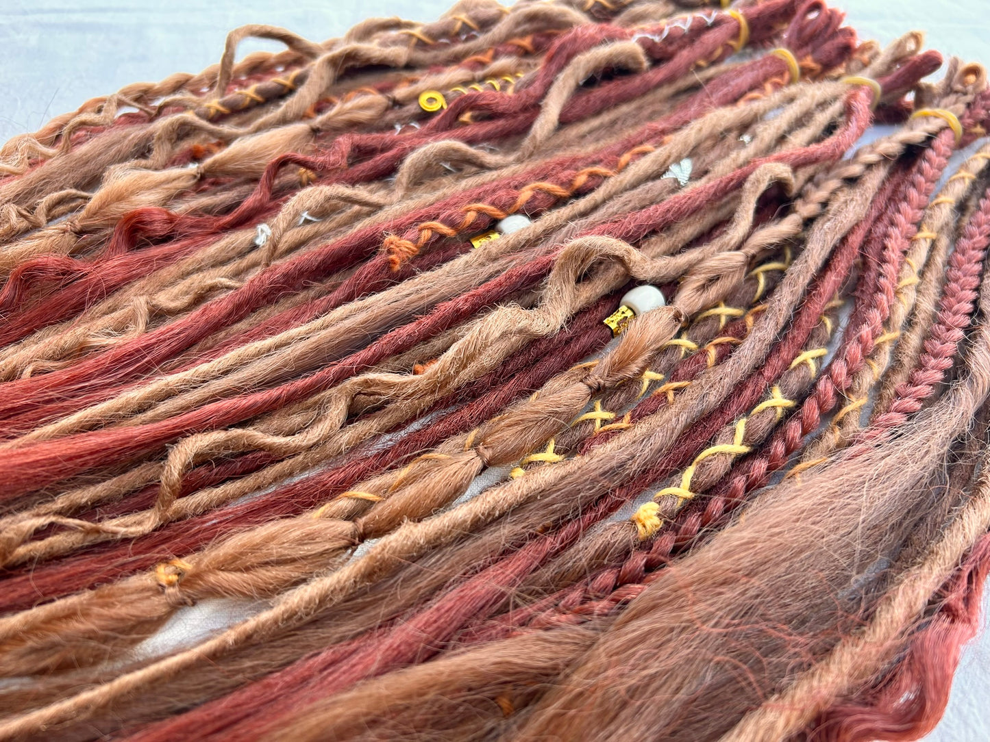 Red Witch copper red handmade synthetic dread dreadlock extensions custom made