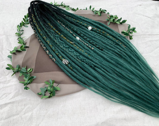 Pure Pine - black, seagreen handmade synthetic locs (made on order)