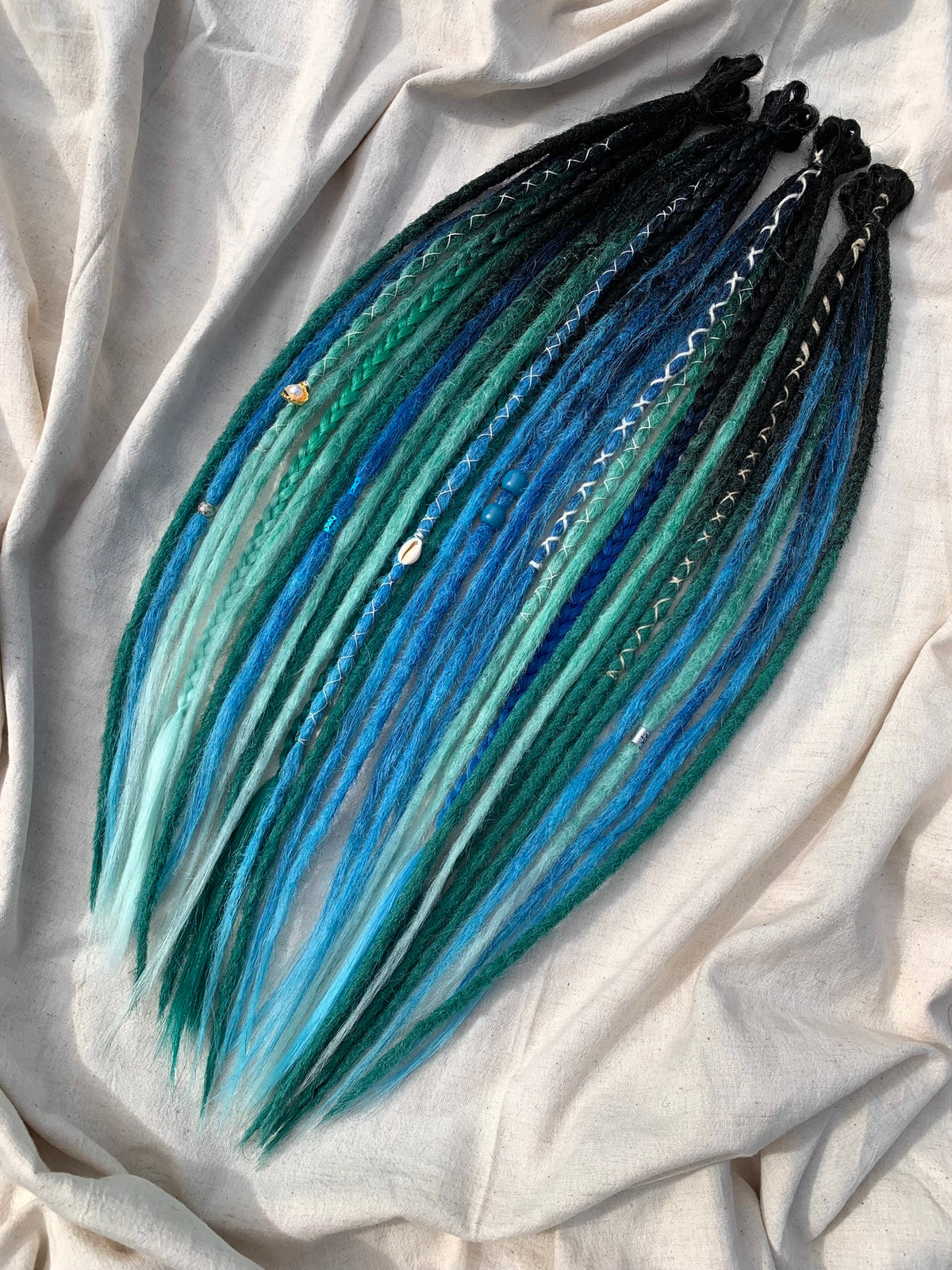 Sirens Bay - blue, green, black handmade synthetic locs (made on order)
