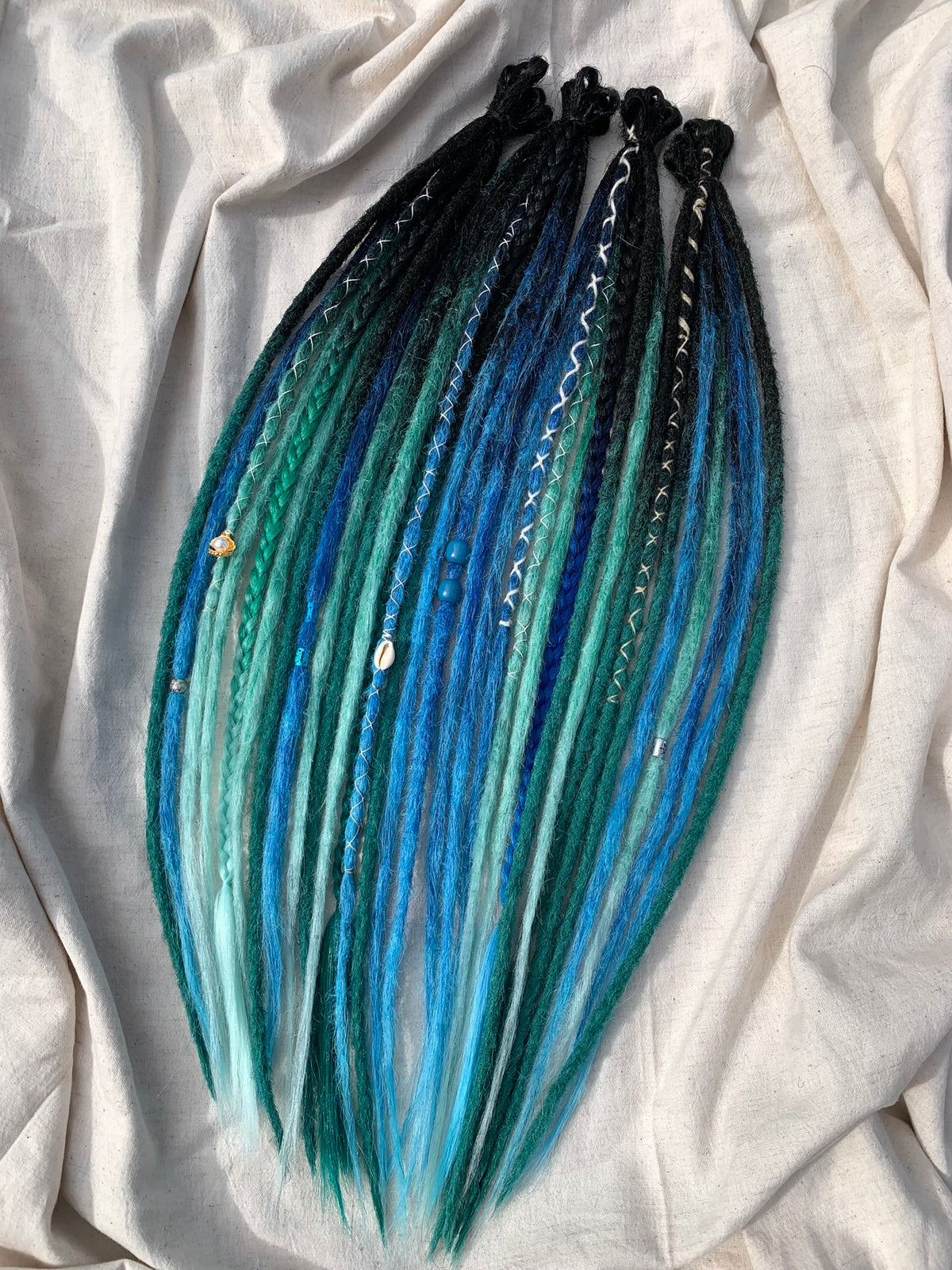 Sirens Bay - blue, green, black handmade synthetic locs (made on order)