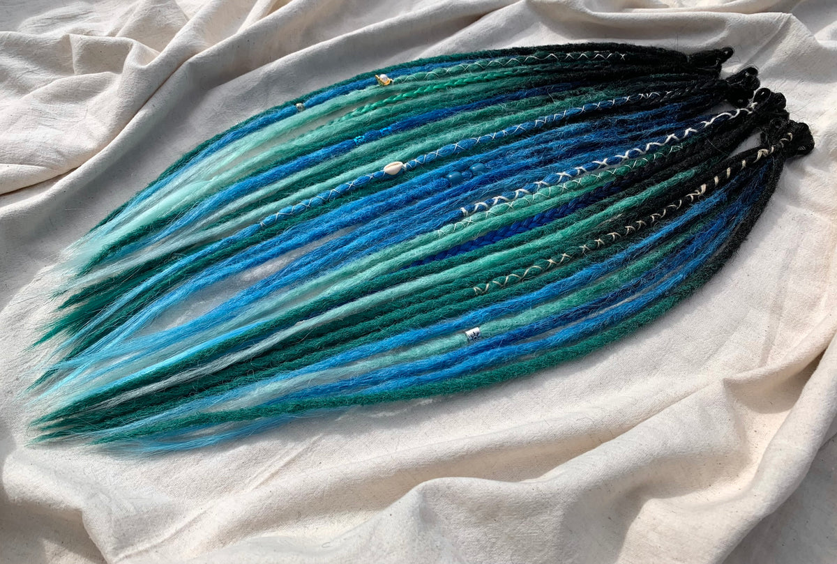 Sirens Bay - blue, green, black handmade synthetic locs (made on order)