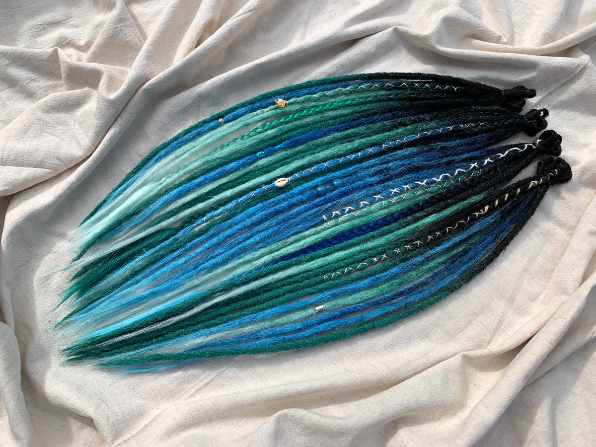 Sirens Bay - blue, green, black handmade synthetic locs (made on order)