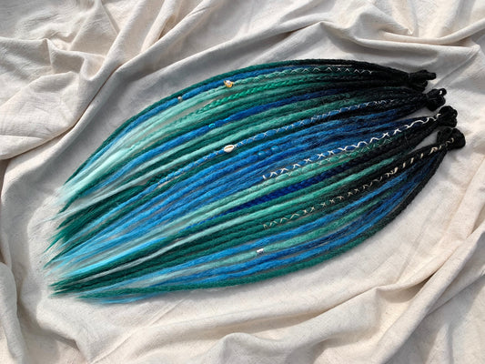 Sirens Bay - blue, green, black handmade synthetic locs (made on order)