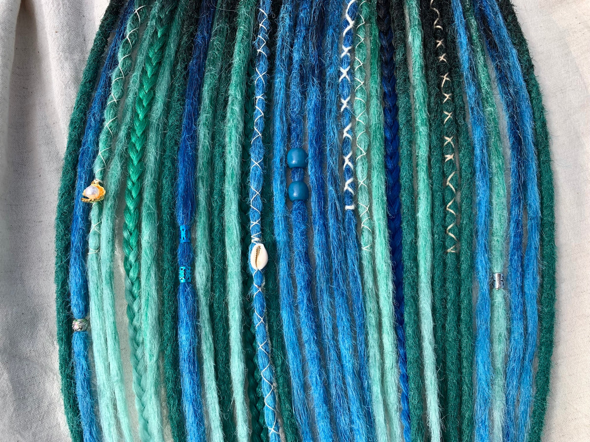 Sirens Bay - blue, green, black handmade synthetic locs (made on order)