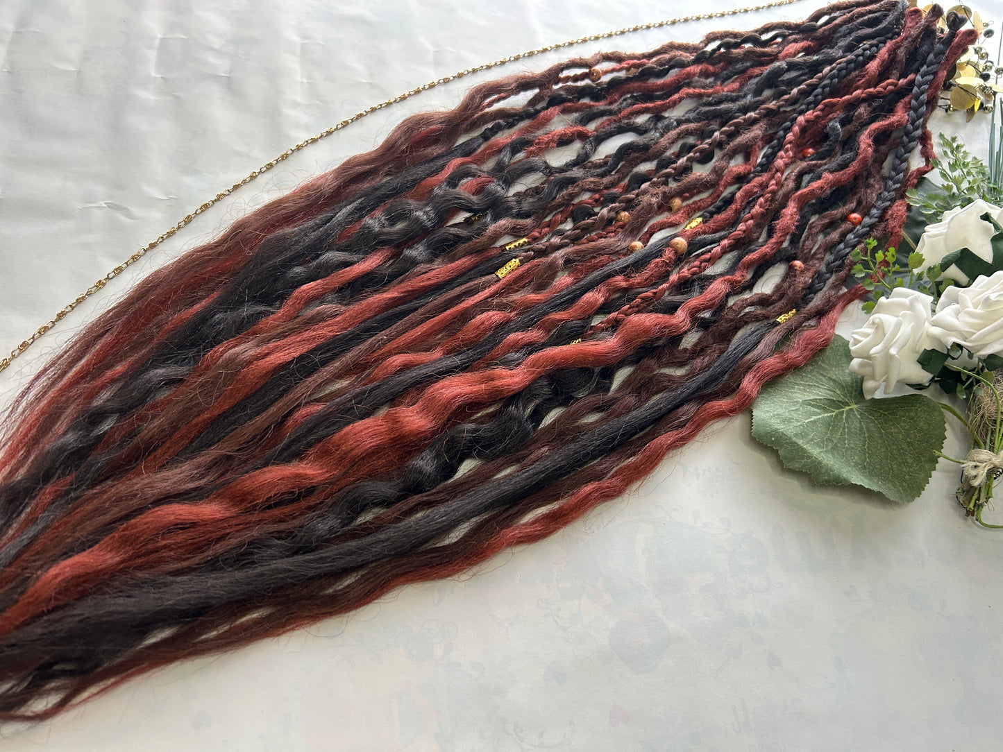 Brown and Copper synthetic Dreadlocks, One-of-One, Nordic Locs Atelier