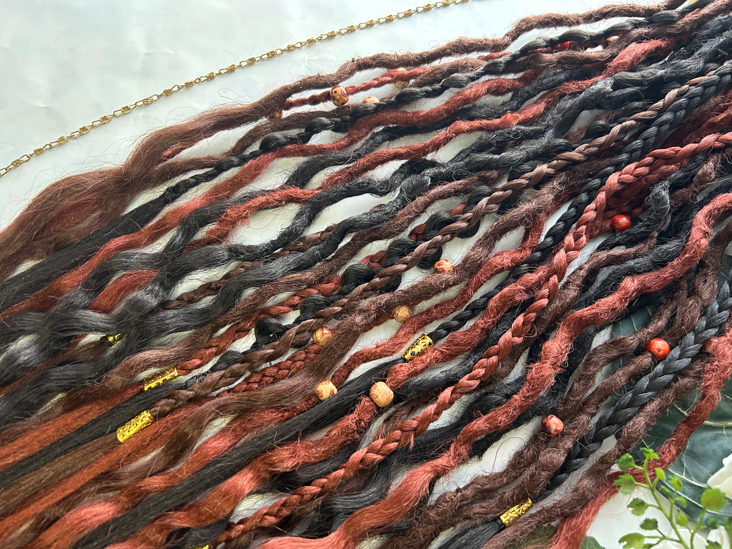 Brown and Copper synthetic Dreadlocks, One-of-One, Nordic Locs Atelier