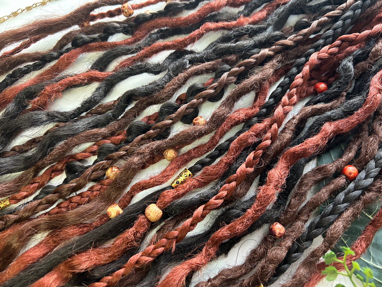 Brown and Copper synthetic Dreadlocks, One-of-One, Nordic Locs Atelier