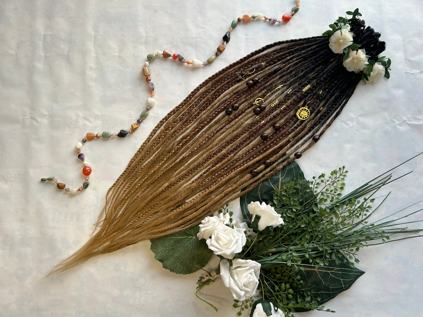 Black-Brown-Blonde Ombré synthetic Dreadlocks, One-of-One, Nordic Locs Atelier