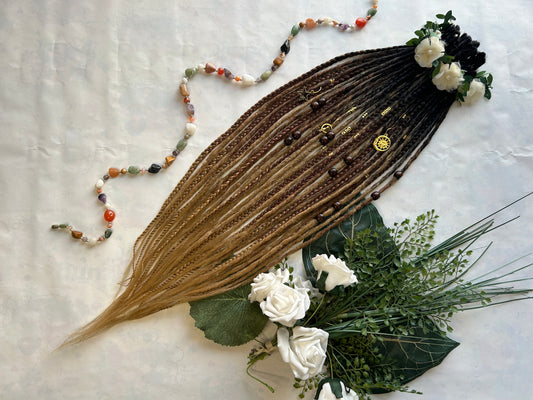 Black-Brown-Blonde Ombré synthetic Dreadlocks, One-of-One, Nordic Locs Atelier