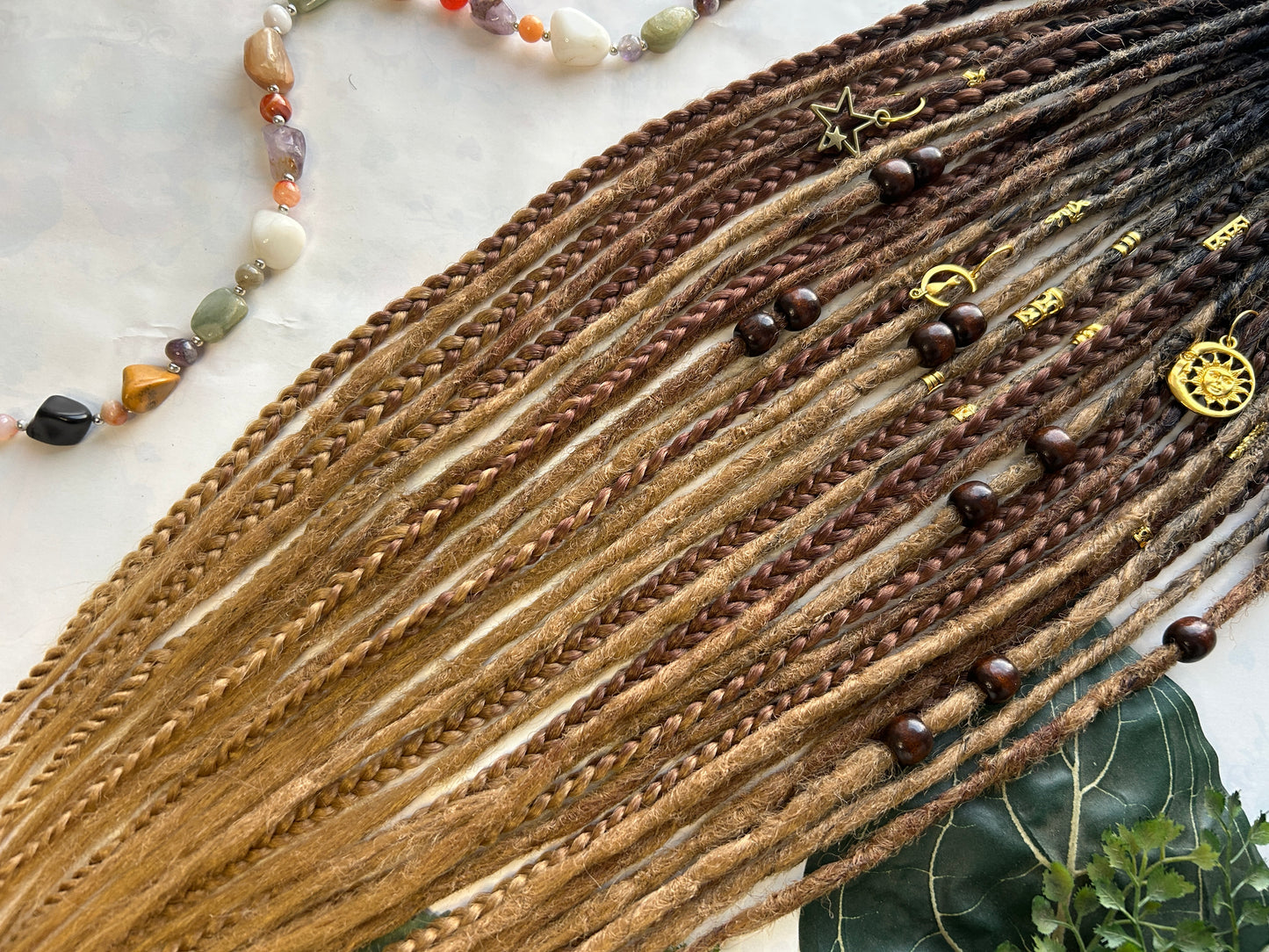 Black-Brown-Blonde Ombré synthetic Dreadlocks, One-of-One, Nordic Locs Atelier