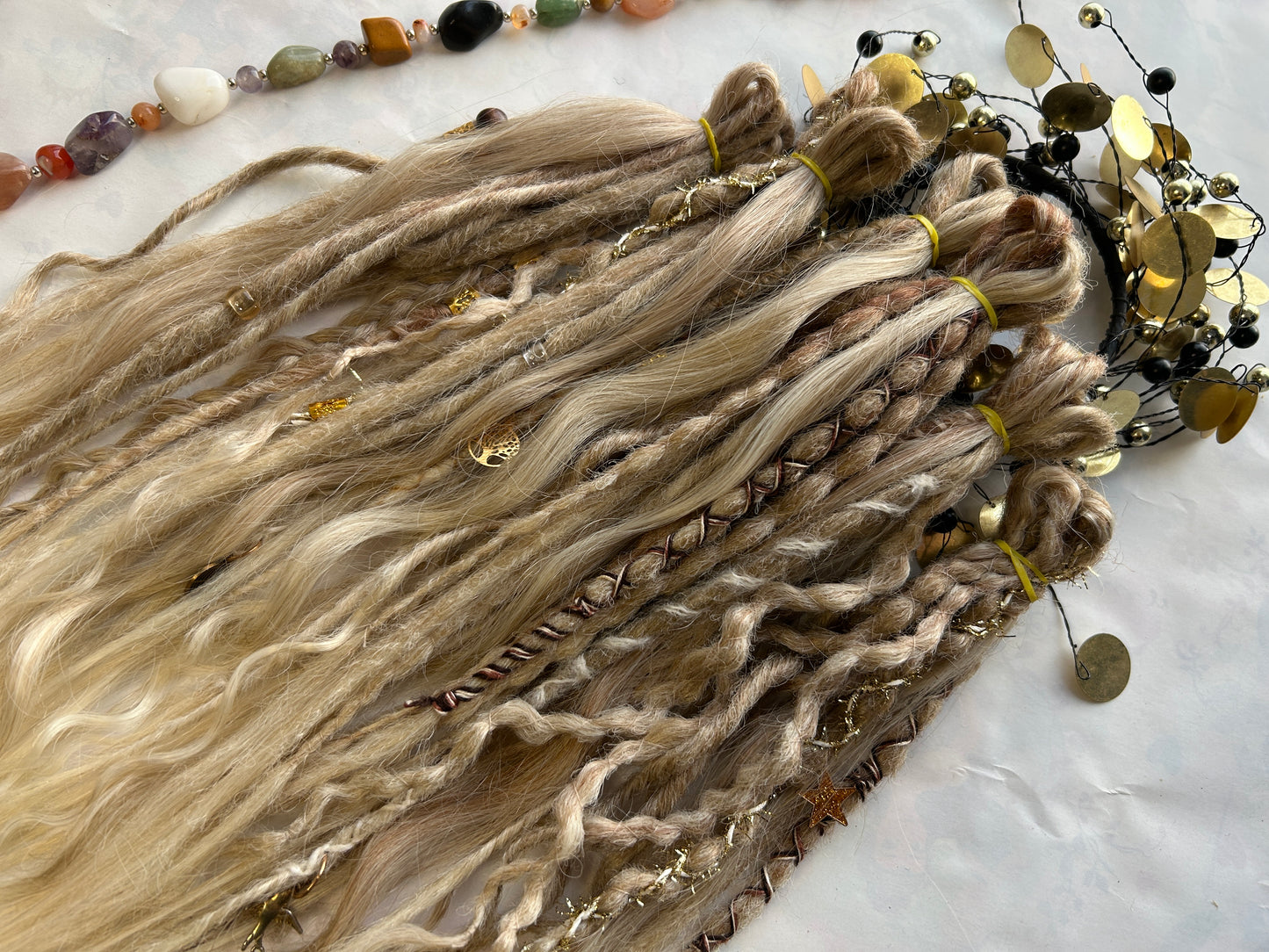 Blonde Boho Dreadlocks-Premade Set, One-of-One, Nordic Locs Atelier, created by: Livana,  30 DE synthetic Dreads and Braids