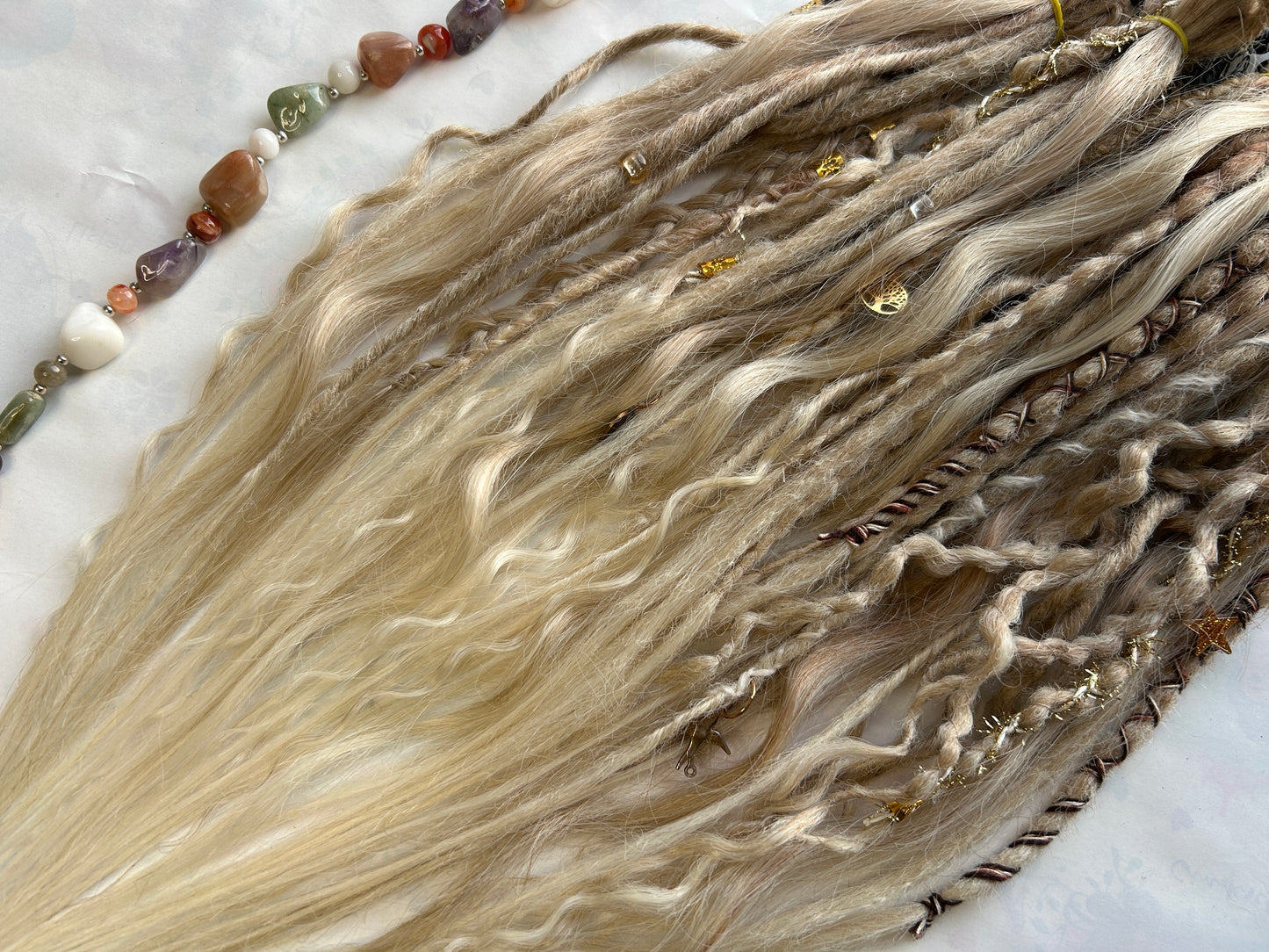 Blonde Boho Dreadlocks-Premade Set, One-of-One, Nordic Locs Atelier, created by: Livana,  30 DE synthetic Dreads and Braids