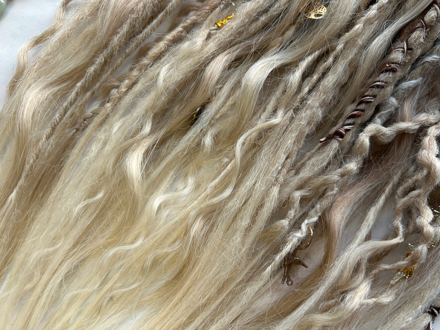 Blonde Boho Dreadlocks-Premade Set, One-of-One, Nordic Locs Atelier, created by: Livana,  30 DE synthetic Dreads and Braids