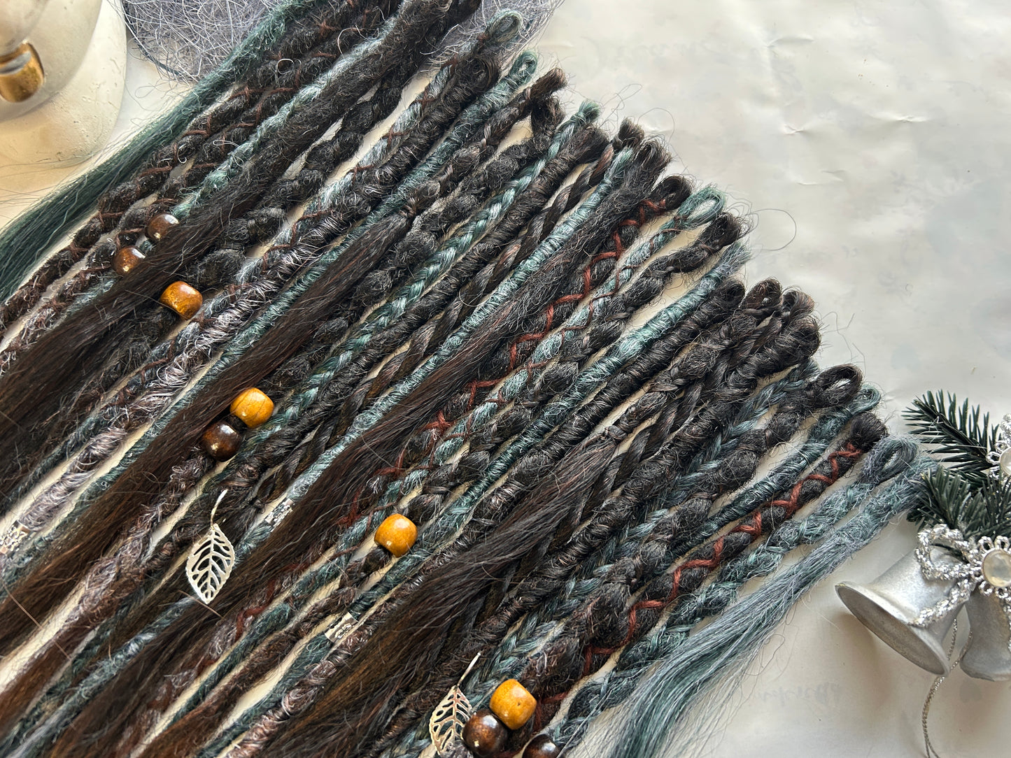 Frozen Pine Forest synthetic Dreadlocks, One-of-One, Nordic Locs Atelier