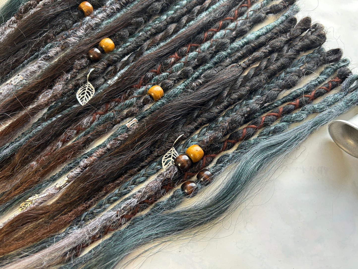 Frozen Pine Forest synthetic Dreadlocks, One-of-One, Nordic Locs Atelier