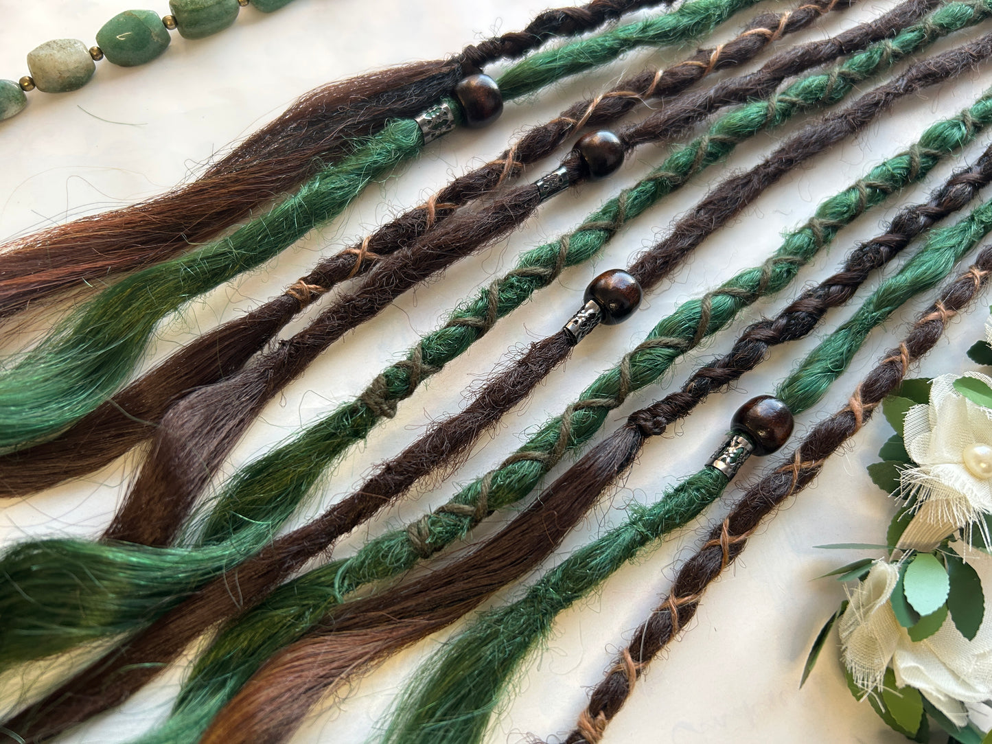 Green Soul synthetic Dreadlocks, One-of-One, Nordic Locs Atelier